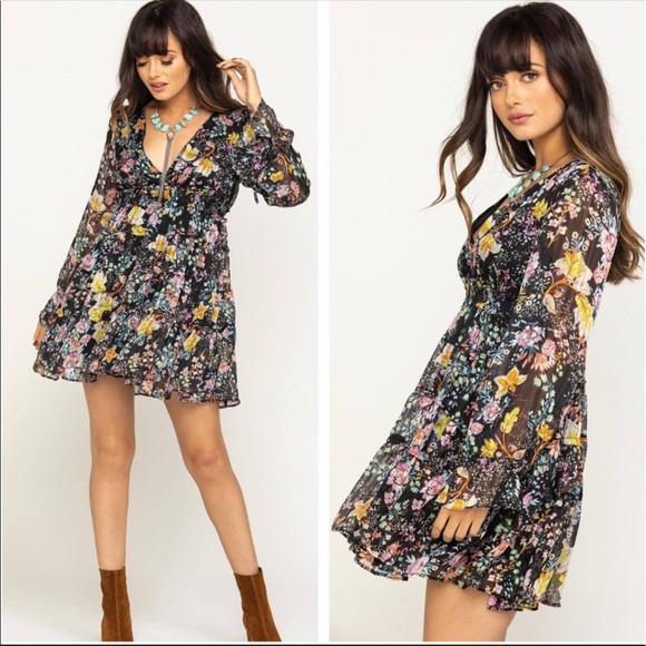 🆕 NWT Black Babydoll Balloon Sleeve Mini Dress S - Picture 3 of 13
